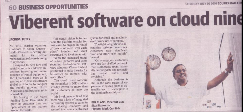 Viberent Article in Courier Mail